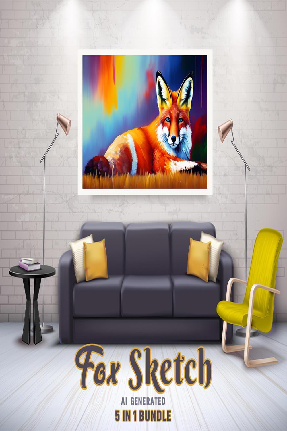 Free Creative & Cute Fox Watercolor Painting Art Vol 20 pinterest preview image.