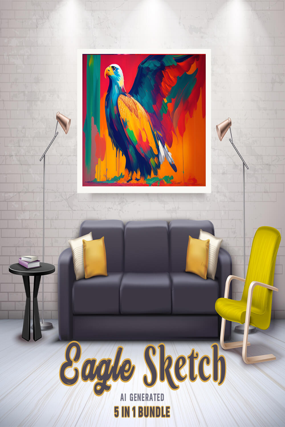 Free Creative & Cute Eagle Watercolor Painting Art Vol 06 pinterest preview image.