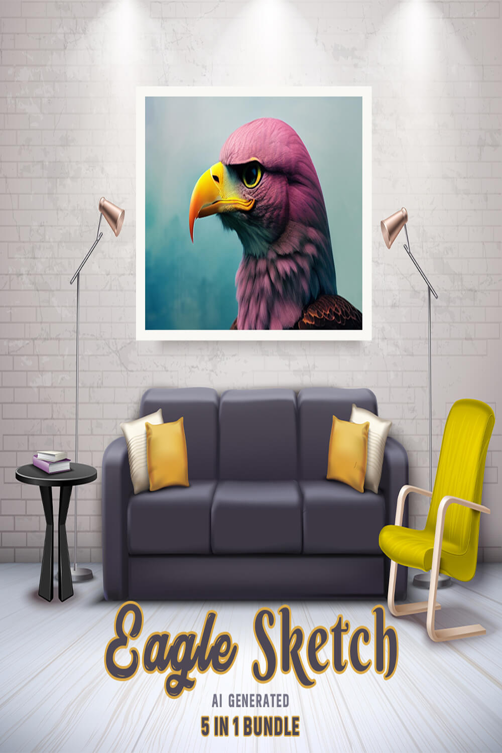 Free Creative & Cute Eagle Watercolor Painting Art Vol 13 pinterest preview image.
