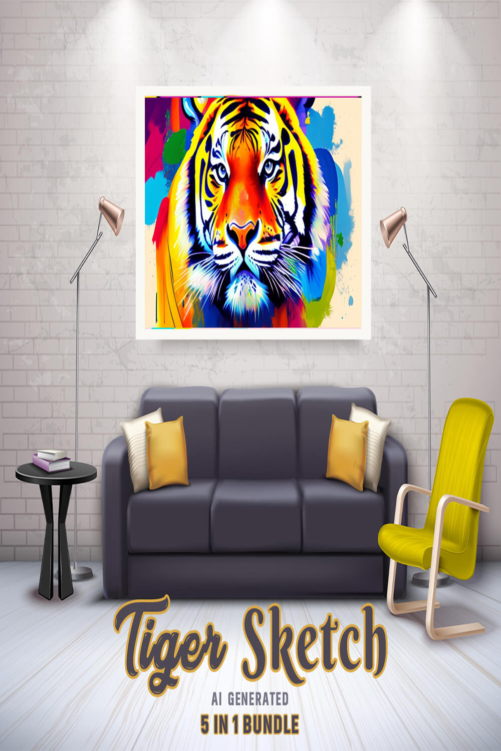 Free Creative & Cute Tiger Watercolor Painting Art Vol 19 pinterest preview image.