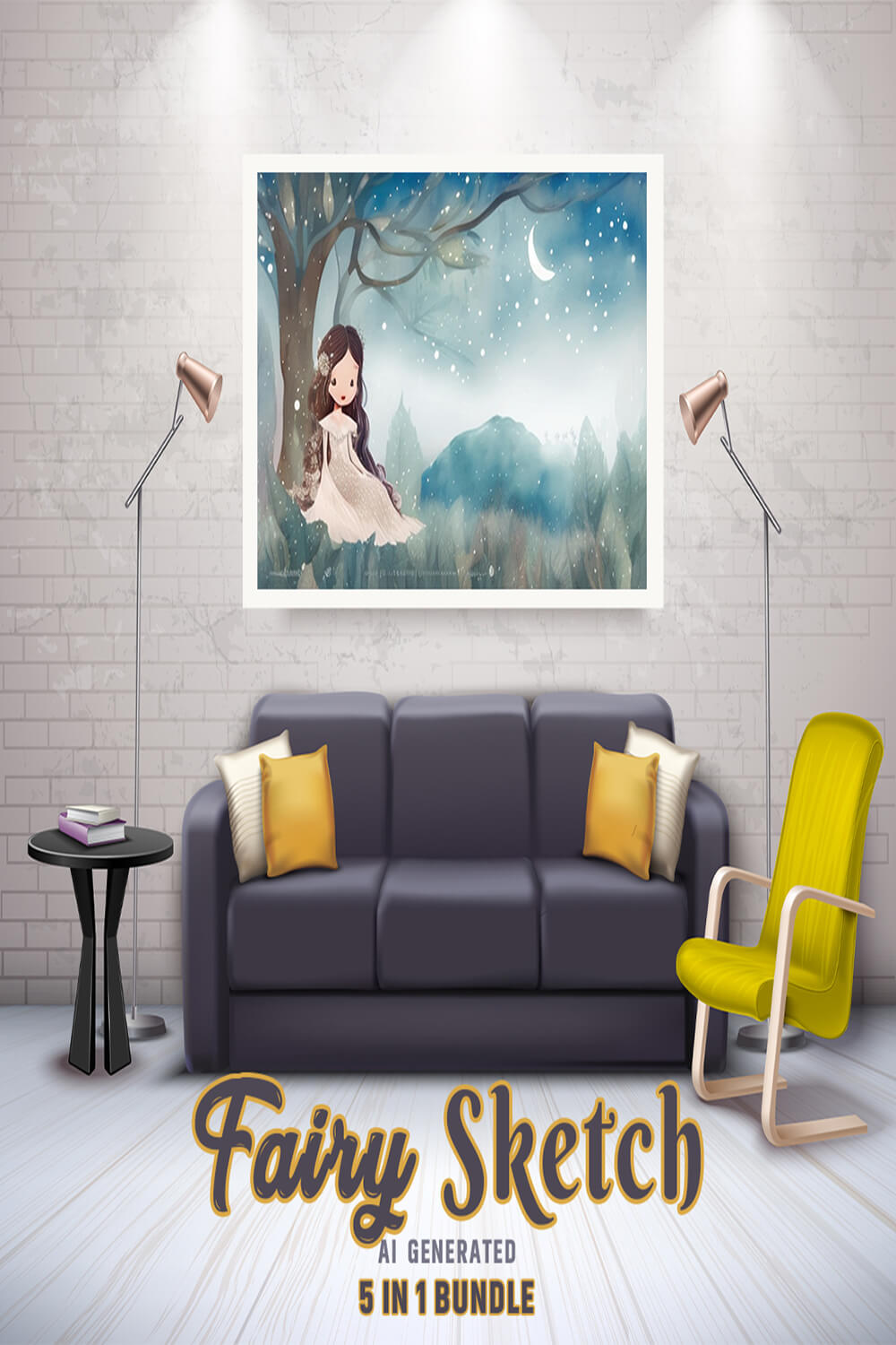 Free Creative & Cute Fairy Watercolor Painting Art Vol 10 pinterest preview image.