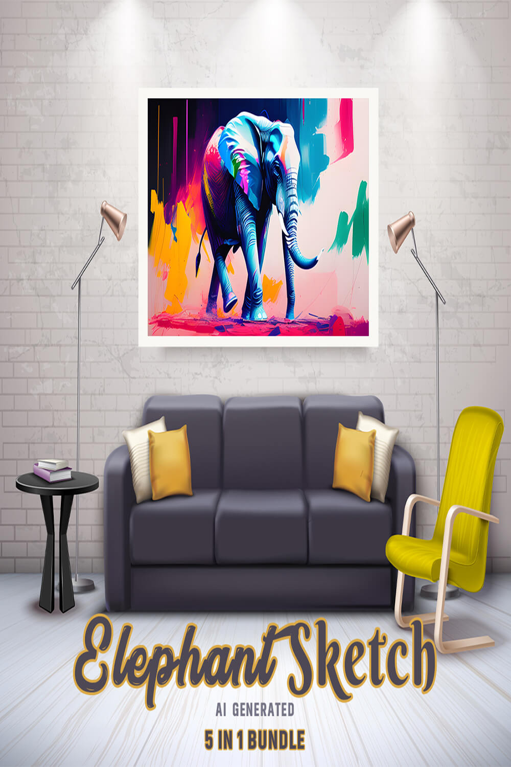 Free Creative & Cute Elephant Watercolor Painting Art Vol 18 pinterest preview image.