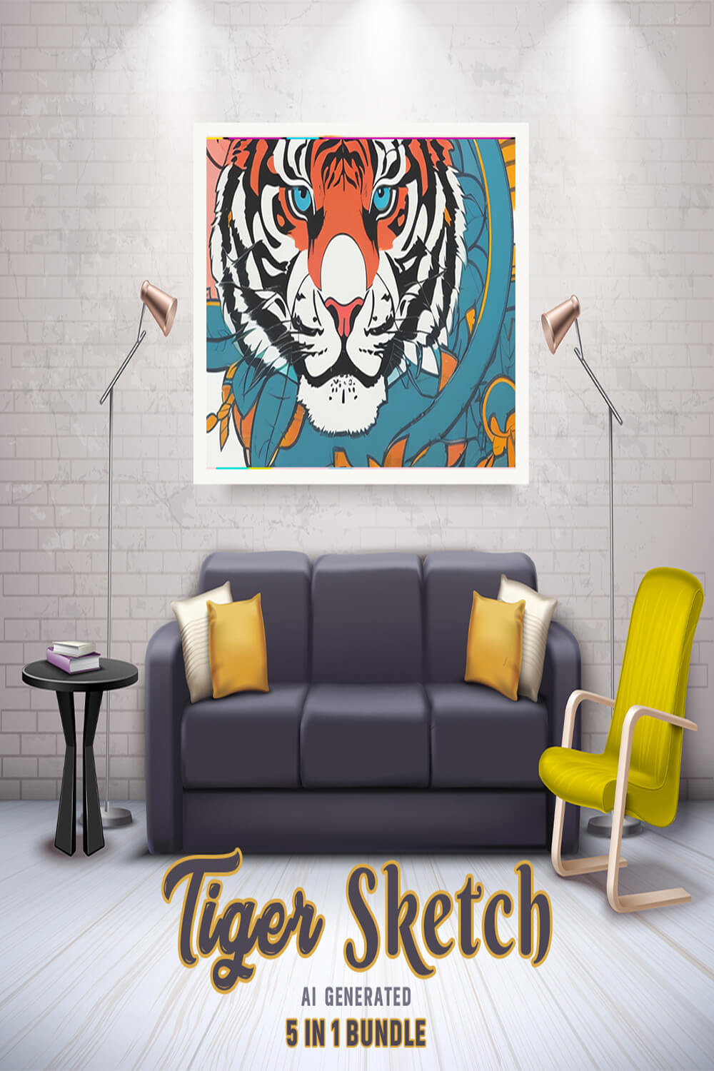 Free Creative & Cute Tiger Watercolor Painting Art Vol 18 pinterest preview image.