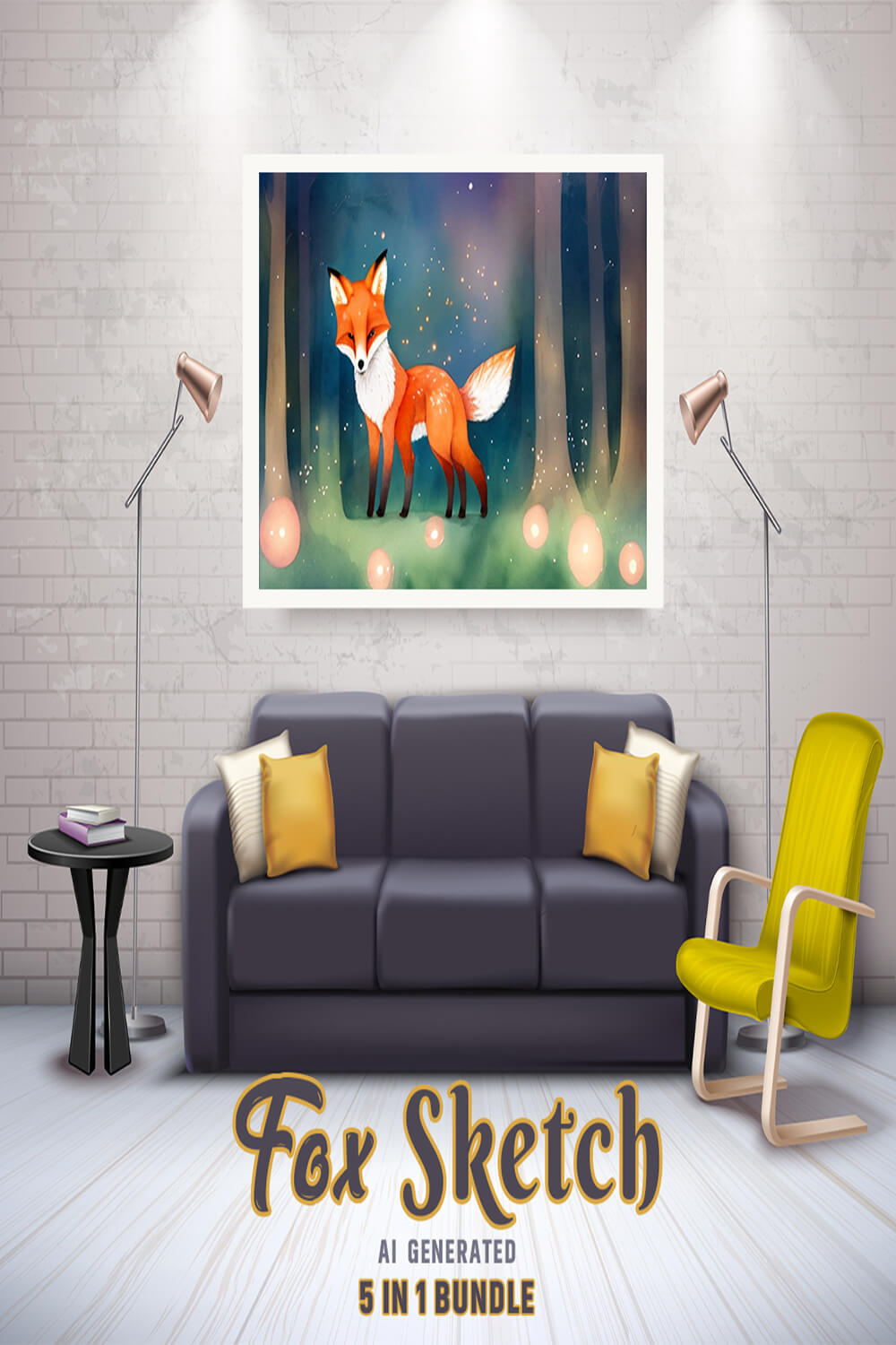 Free Creative & Cute Fox Watercolor Painting Art Vol 2 pinterest preview image.