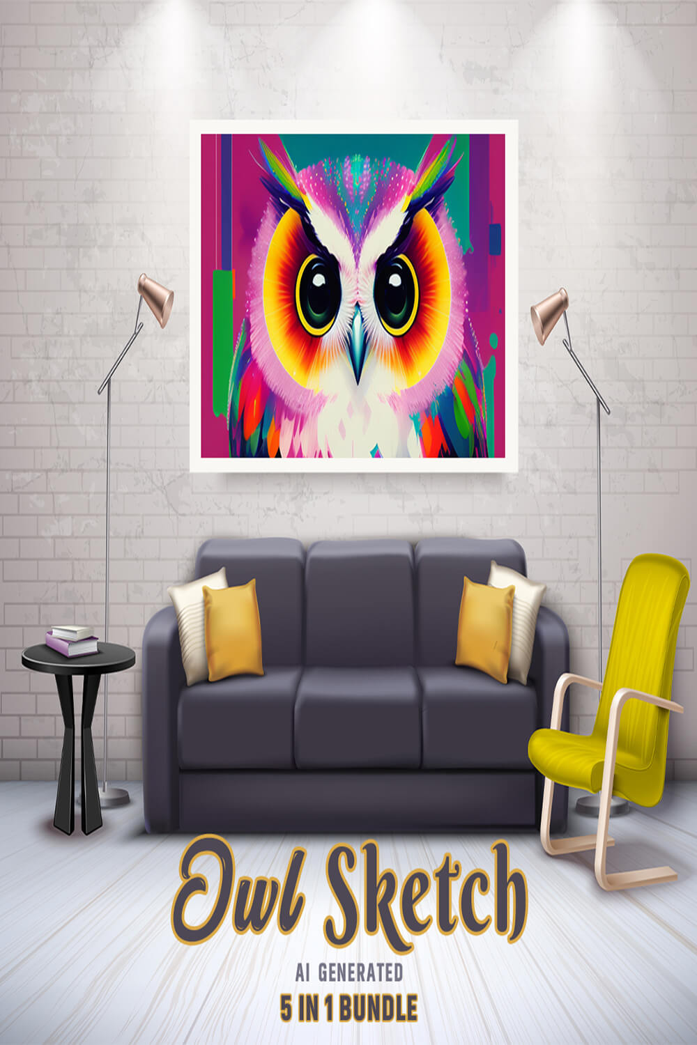 Free Creative & Cute Owl Watercolor Painting Art Vol 08 pinterest preview image.