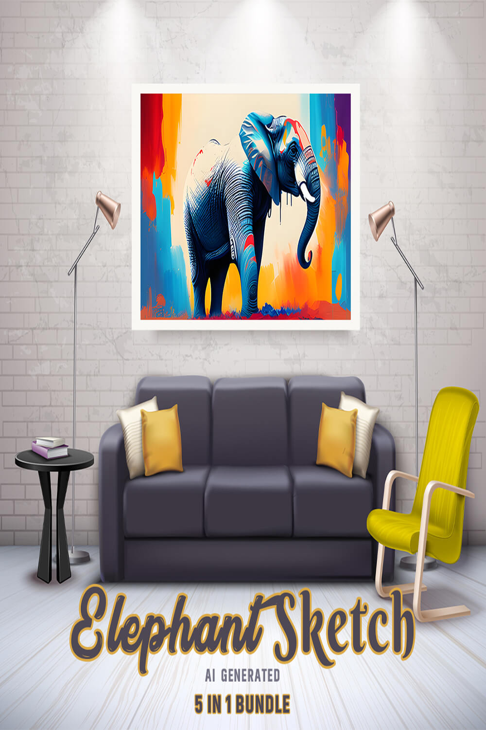 Free Creative & Cute Elephant Watercolor Painting Art Vol 19 pinterest preview image.