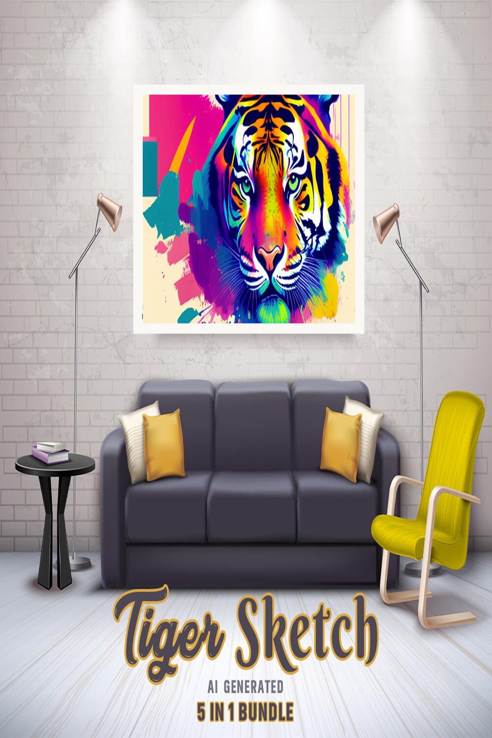 Free Creative & Cute Tiger Watercolor Painting Art Vol 04 pinterest preview image.