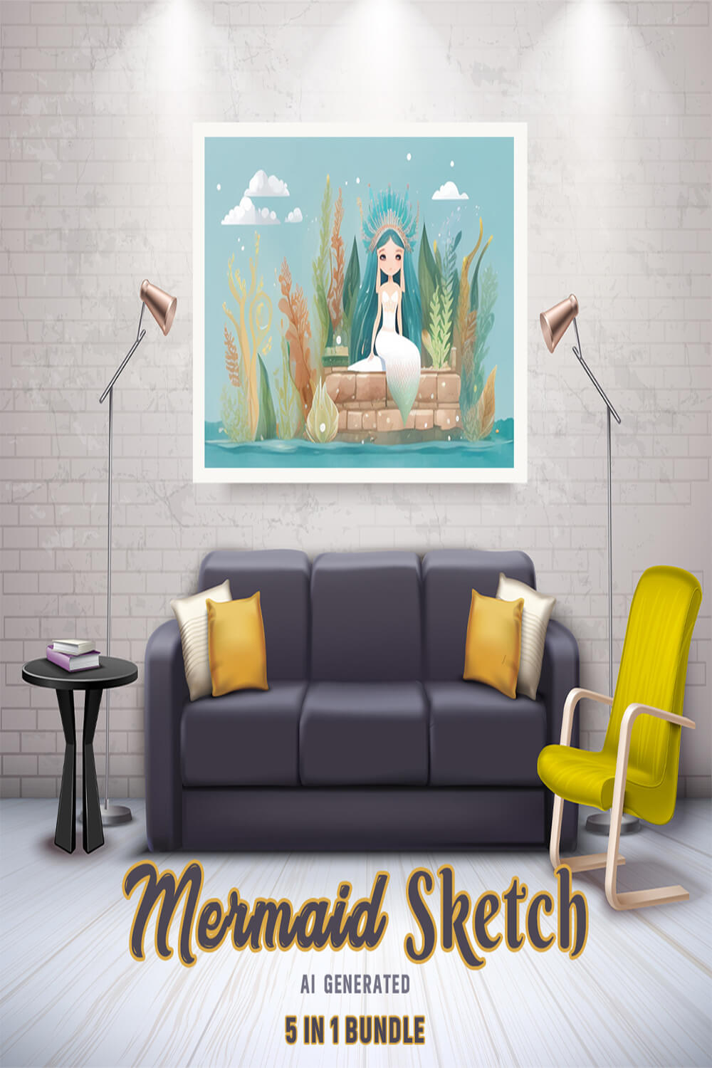 Free Creative & Cute Mermaid Watercolor Painting Art Vol 11 pinterest preview image.