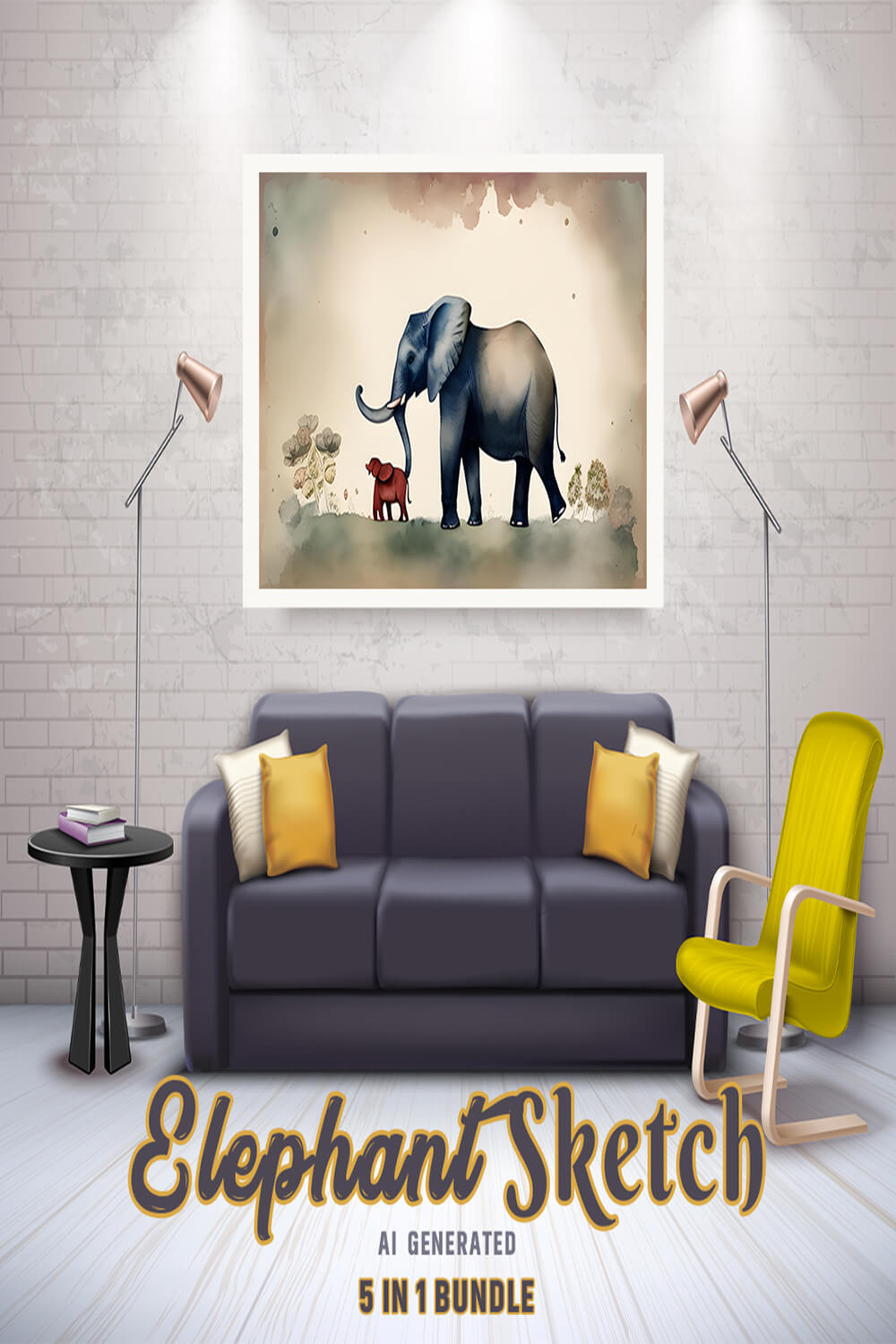 Free Creative & Cute Elephant Watercolor Painting Art Vol 3 pinterest preview image.