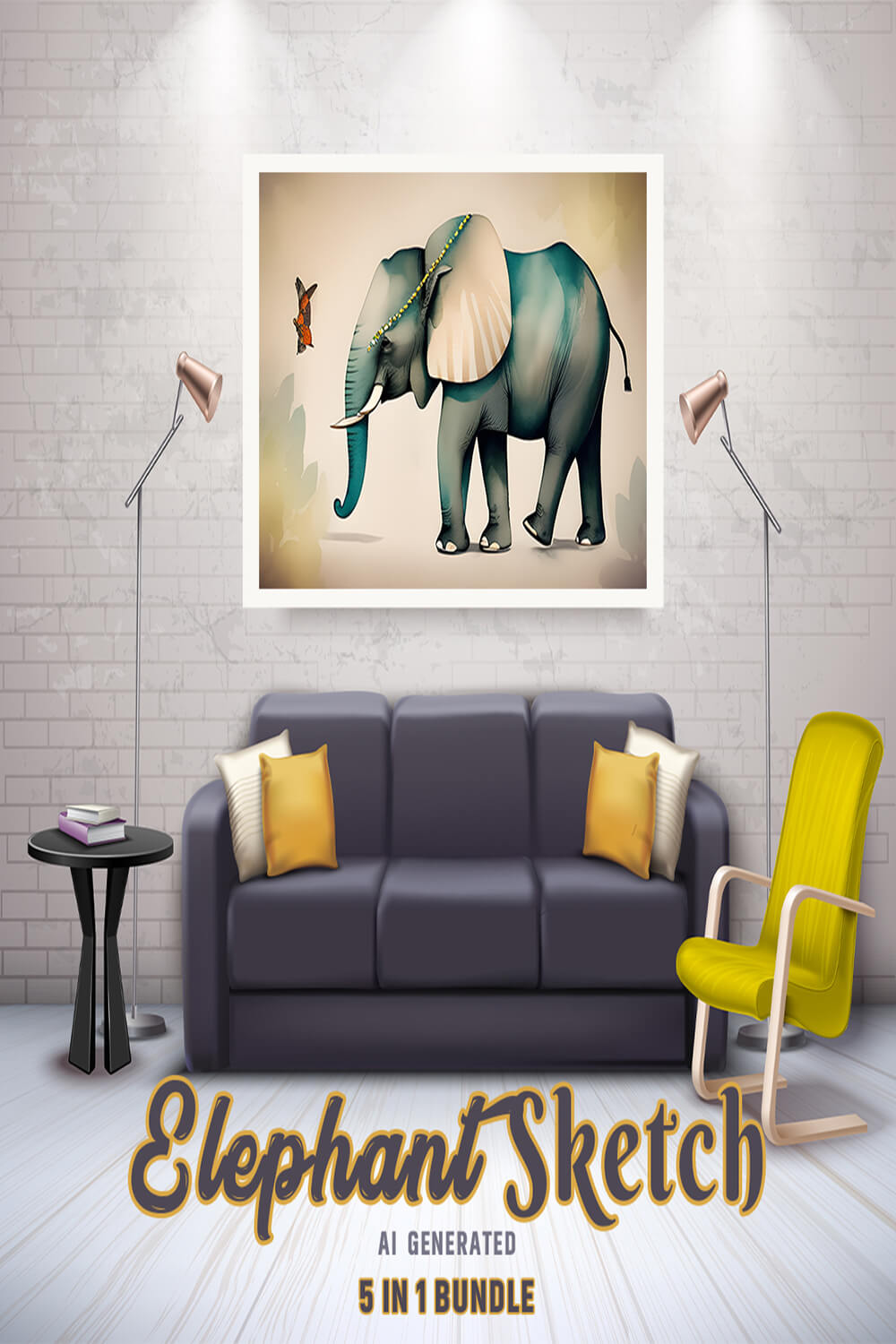 Free Creative & Cute Elephant Watercolor Painting Art Vol 1 pinterest preview image.