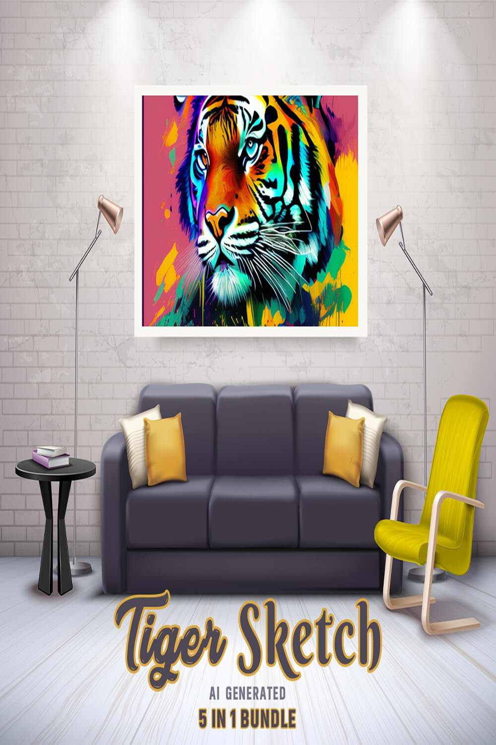 Free Creative & Cute Tiger Watercolor Painting Art Vol 07 pinterest preview image.