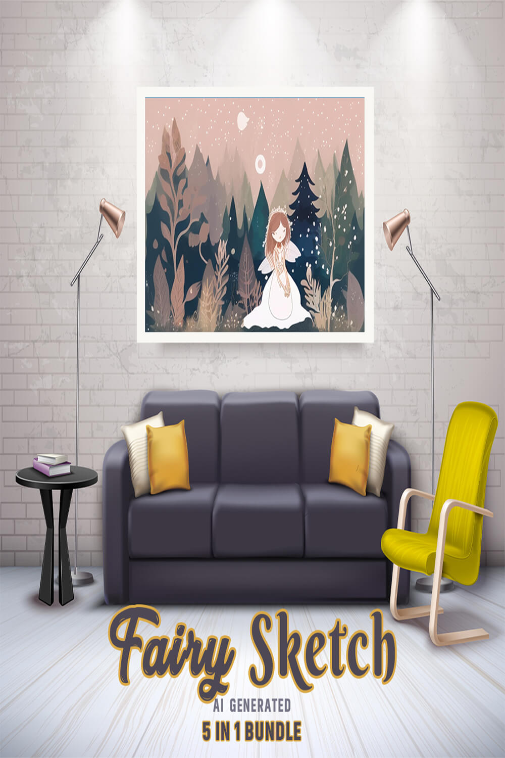 Free Creative & Cute Fairy Watercolor Painting Art Vol 12 pinterest preview image.