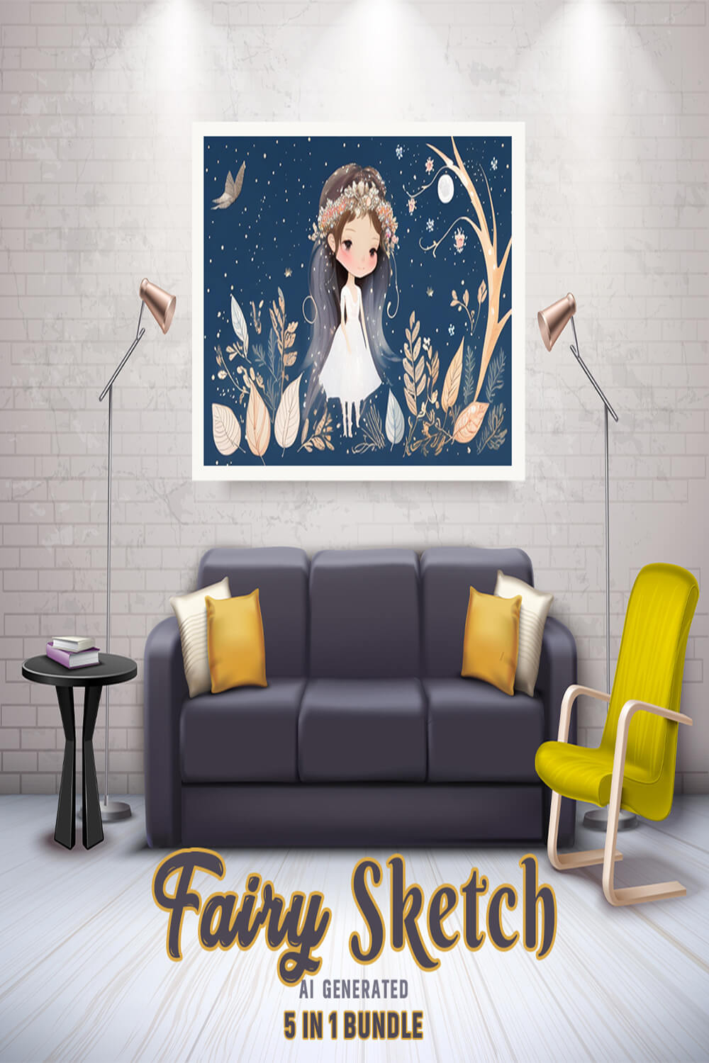 Free Creative & Cute Fairy Watercolor Painting Art Vol 15 pinterest preview image.