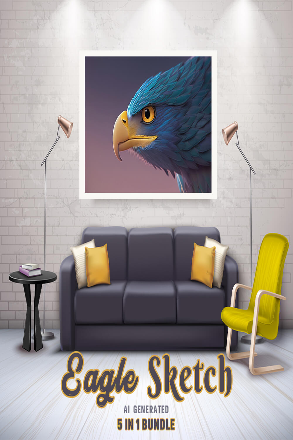 Free Creative & Cute Eagle Watercolor Painting Art Vol 15 pinterest preview image.