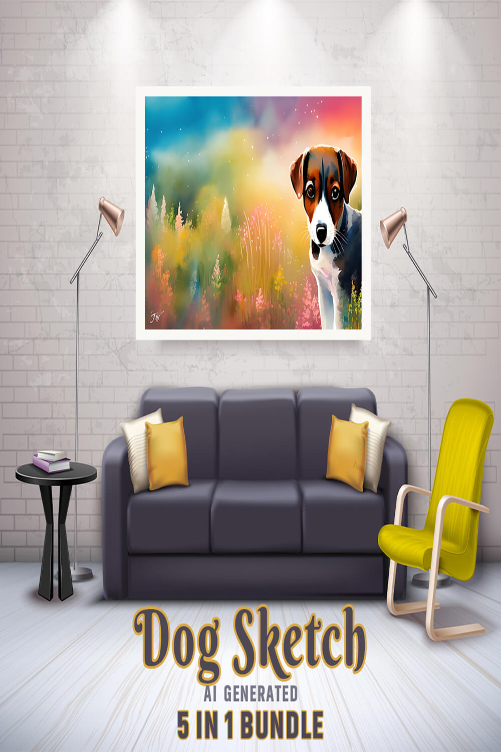 Free Creative & Cute Dog Watercolor Painting Art Vol 3 pinterest preview image.