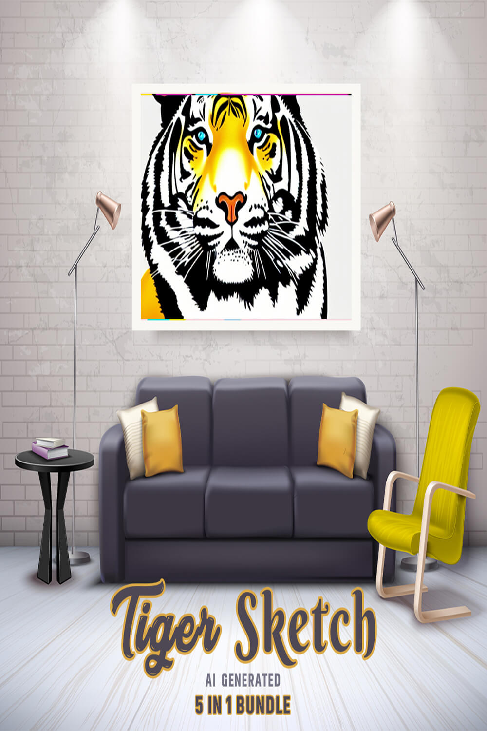 Free Creative & Cute Tiger Watercolor Painting Art Vol 17 pinterest preview image.