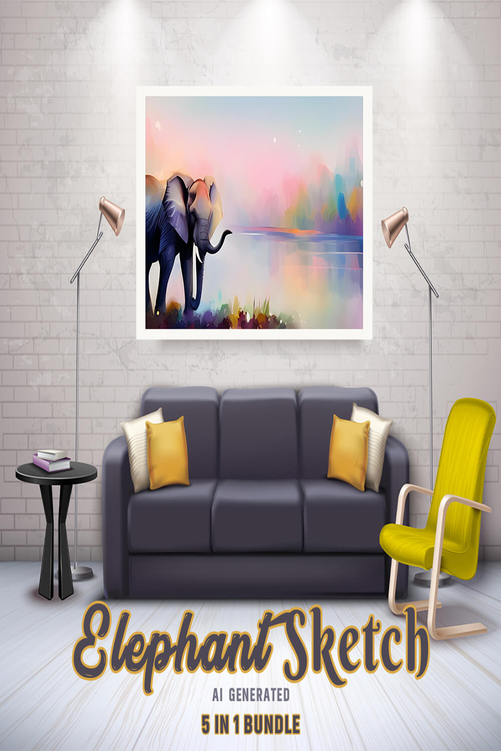 Free Creative & Cute Elephant Watercolor Painting Art Vol 22 pinterest preview image.