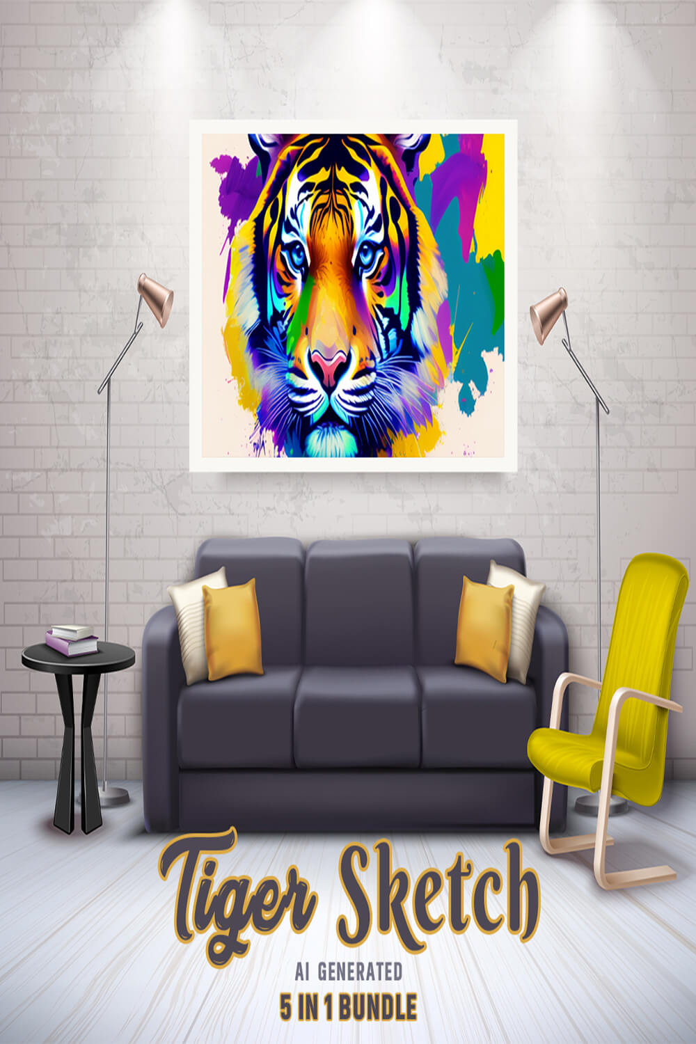 Free Creative & Cute Tiger Watercolor Painting Art Vol 10 pinterest preview image.