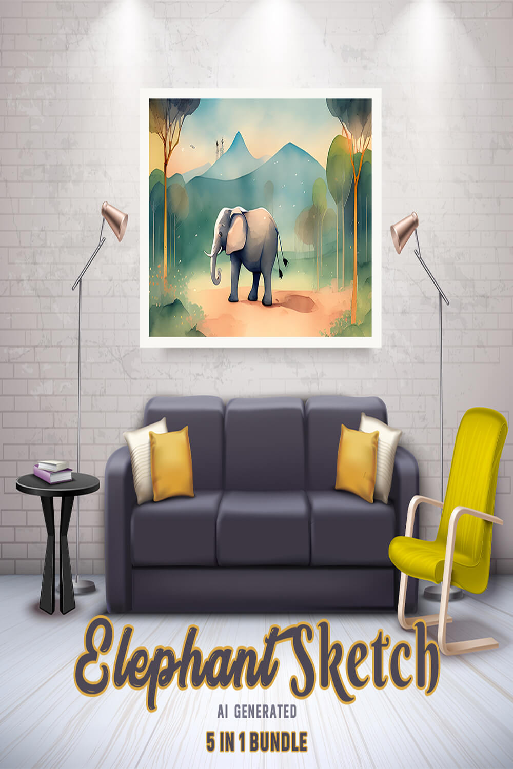 Free Creative & Cute Elephant Watercolor Painting Art Vol 15 pinterest preview image.