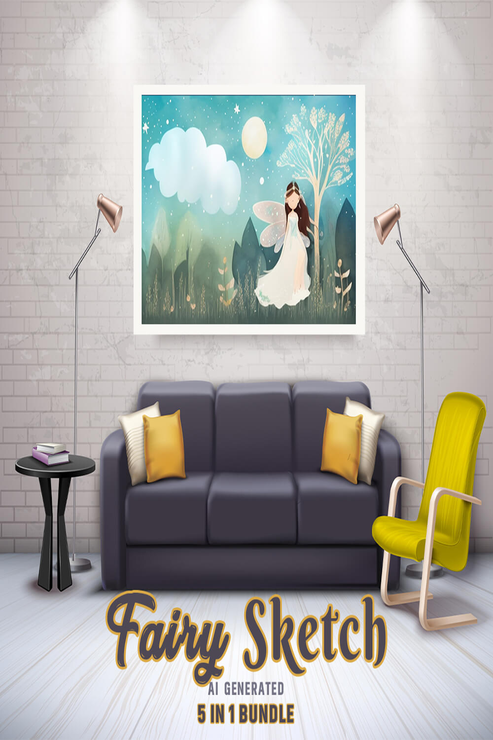 Free Creative & Cute Fairy Watercolor Painting Art Vol 18 pinterest preview image.