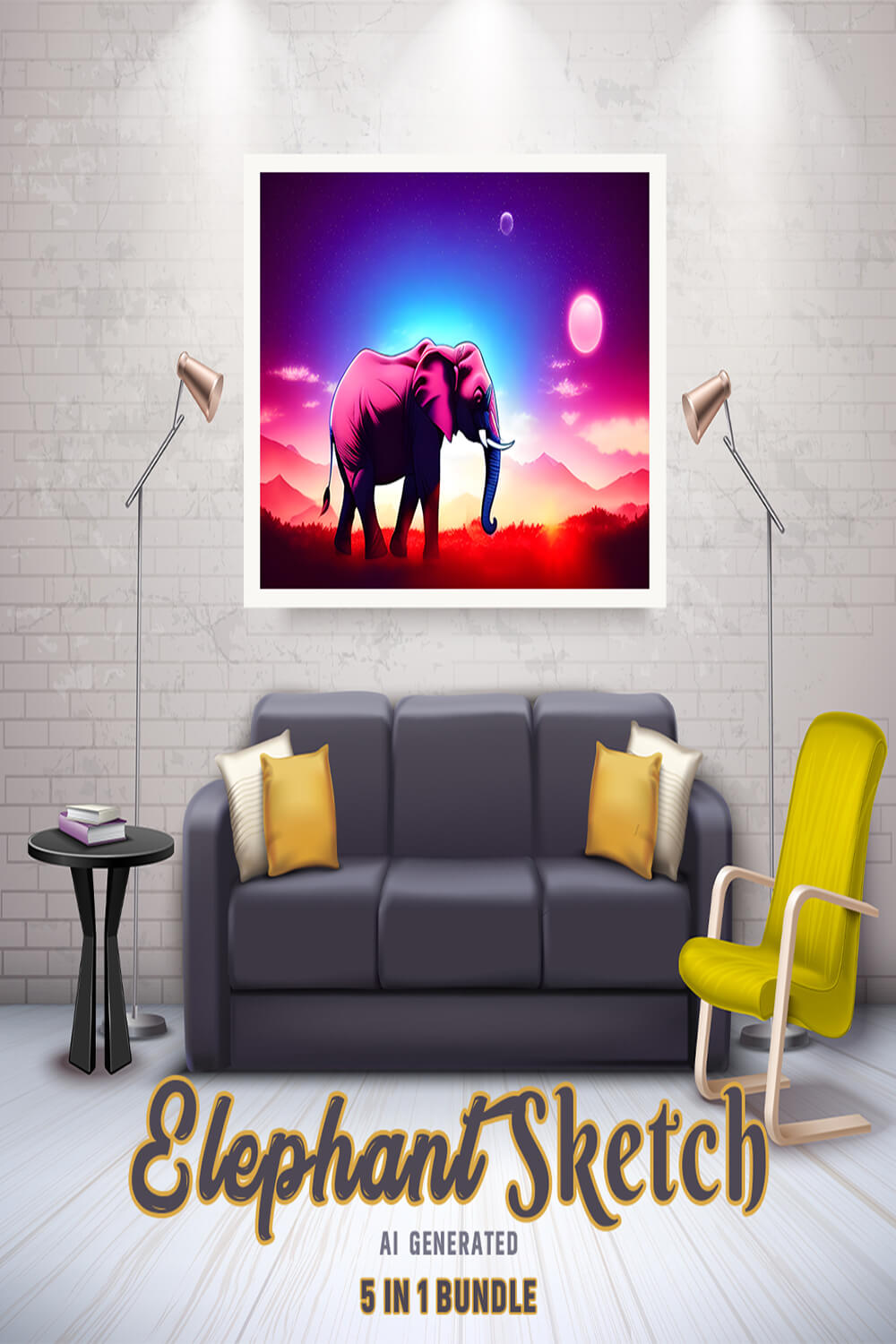 Free Creative & Cute Elephant Watercolor Painting Art Vol 17 pinterest preview image.