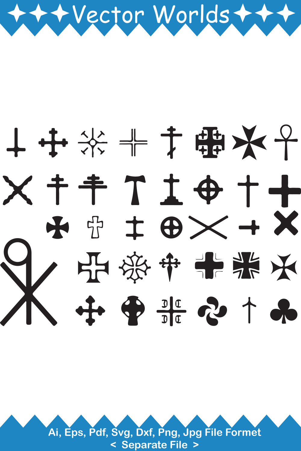 Cross Symbol SVG Vector Design pinterest preview image.