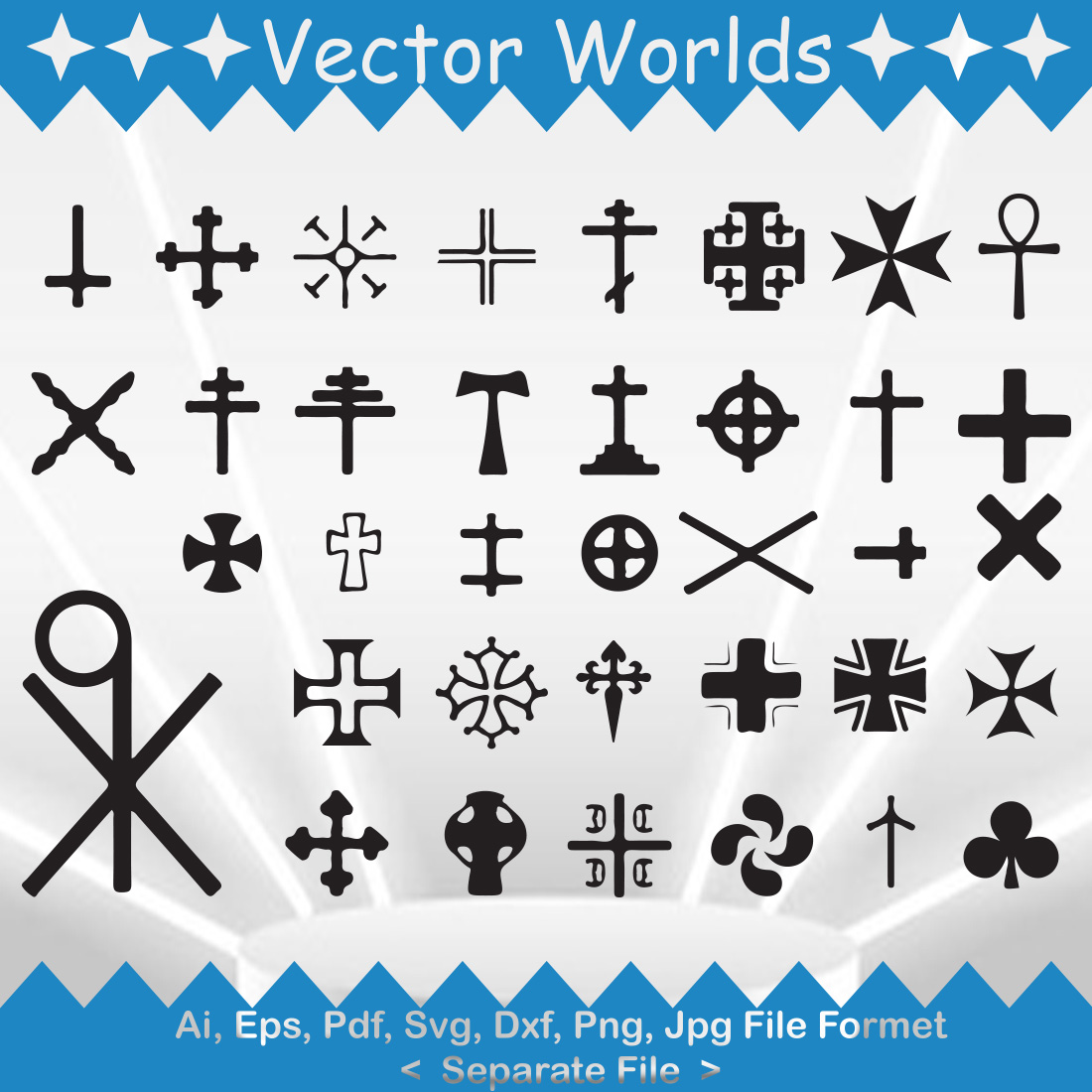 Cross Symbol SVG Vector Design preview image.