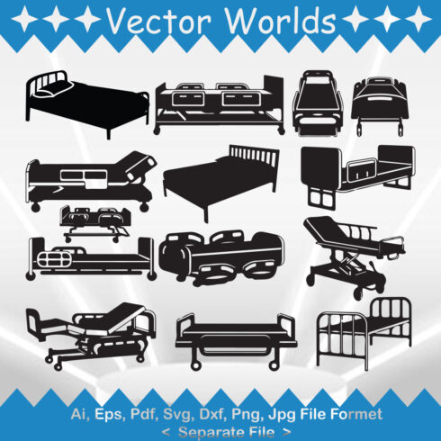 Hospital Bed SVG Vector Design cover image.