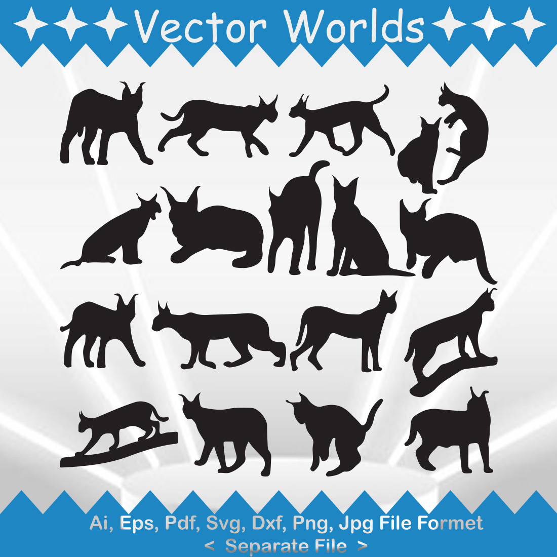 Wild Caracal Cat SVG Vector Design cover image.