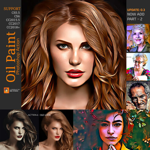 Oil Paint Photoshop Action cover image.