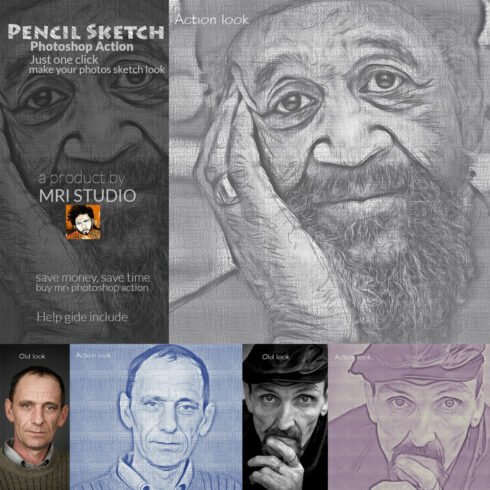 Pencil Sketch Photoshop Action cover image.