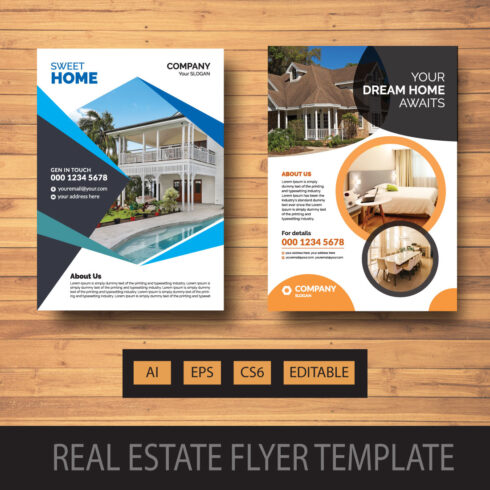 2 Unique Real Estate Flyer Template Design cover image.