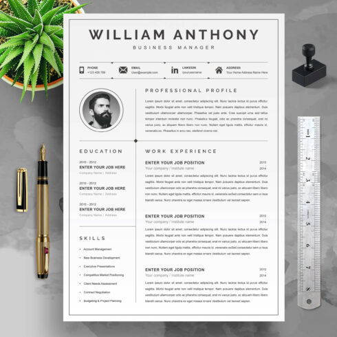 Business Manager Clean Resume Template | Creative Professional Resume Template cover image.