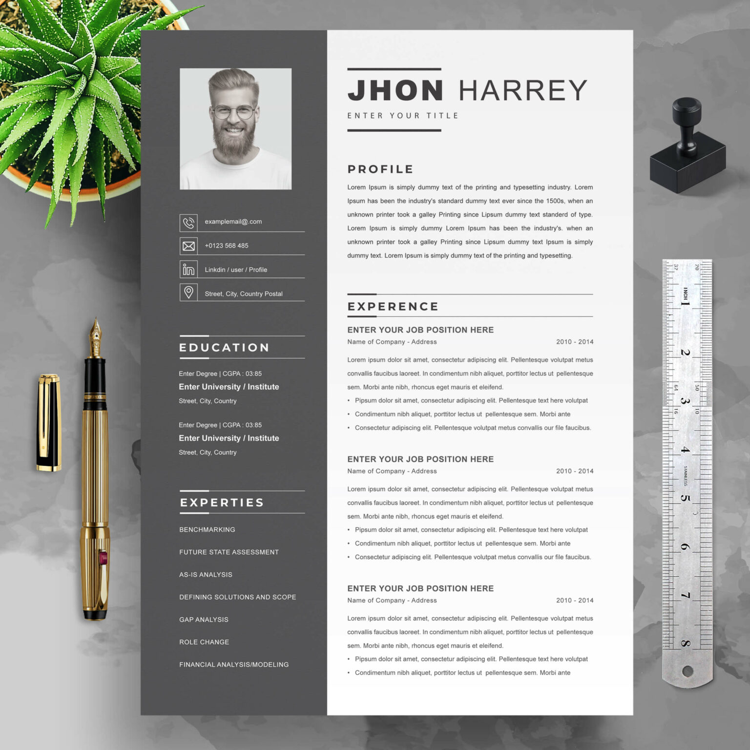 chronological resume minimalist design template