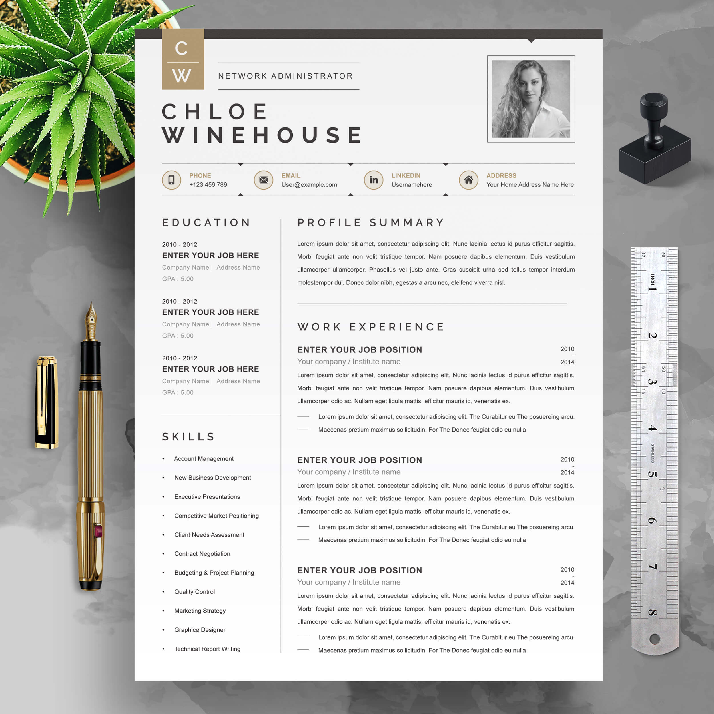 Clean and Elegant Resume Template for Creative Professionals in Design, Advertising, and Media Industries cover image.