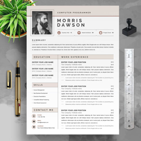 Computer Programmer Resume Template | Creative Professional Resume Template cover image.