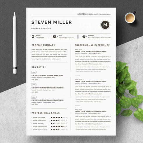 Branch Manager Resume Template | Modern CV Template cover image.