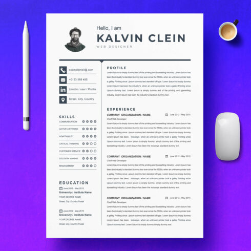 Web Designer Professional Resume Template | Word Resume Template cover image.