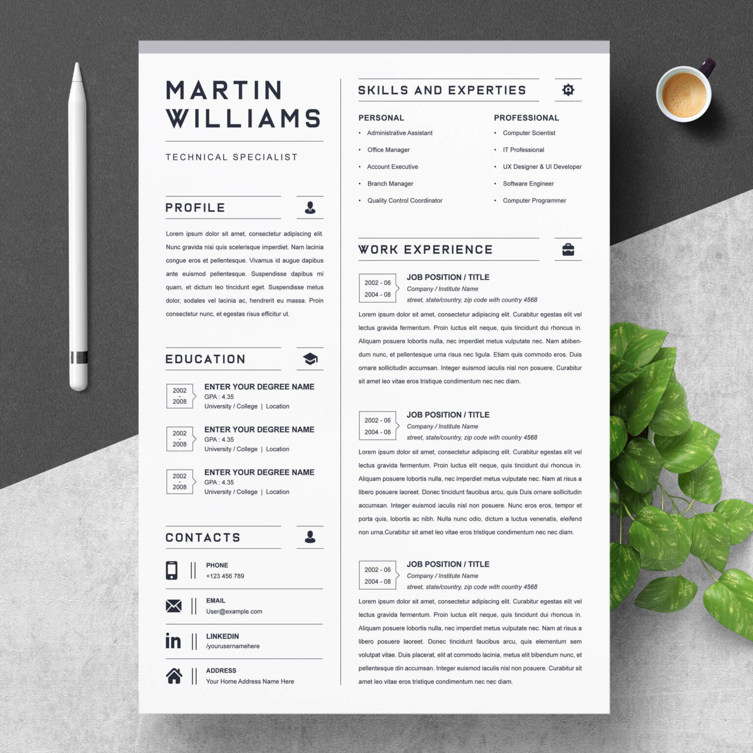 Technical Specialist CV & Resume Template Design | Best Designer Resume ...