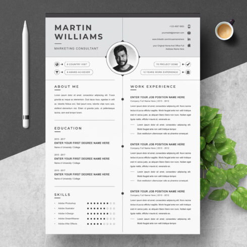Business Minimalist Resume Template | Modern Resume Template cover image.