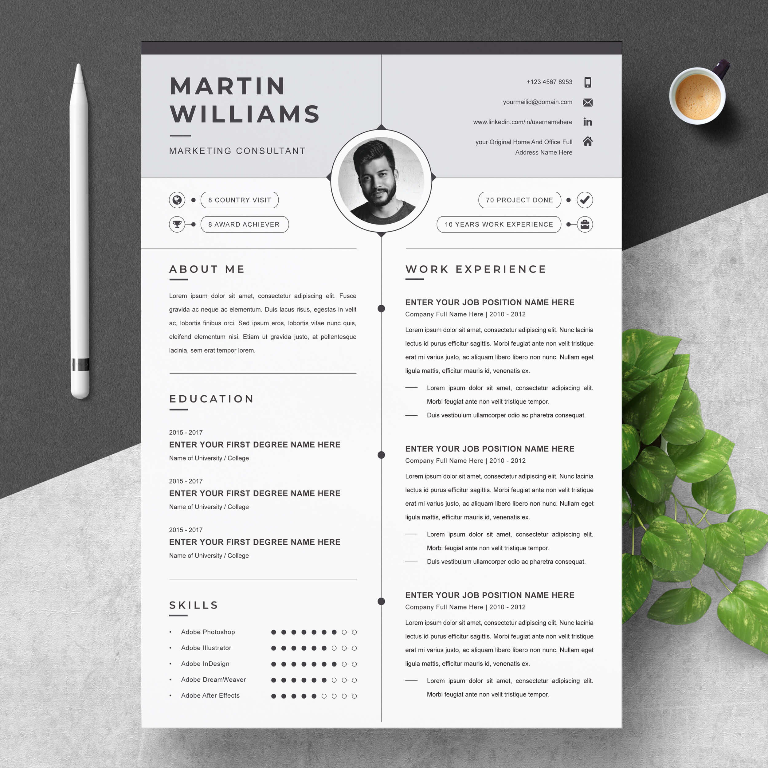 Business Minimalist Resume Template | Modern Resume Template cover image.