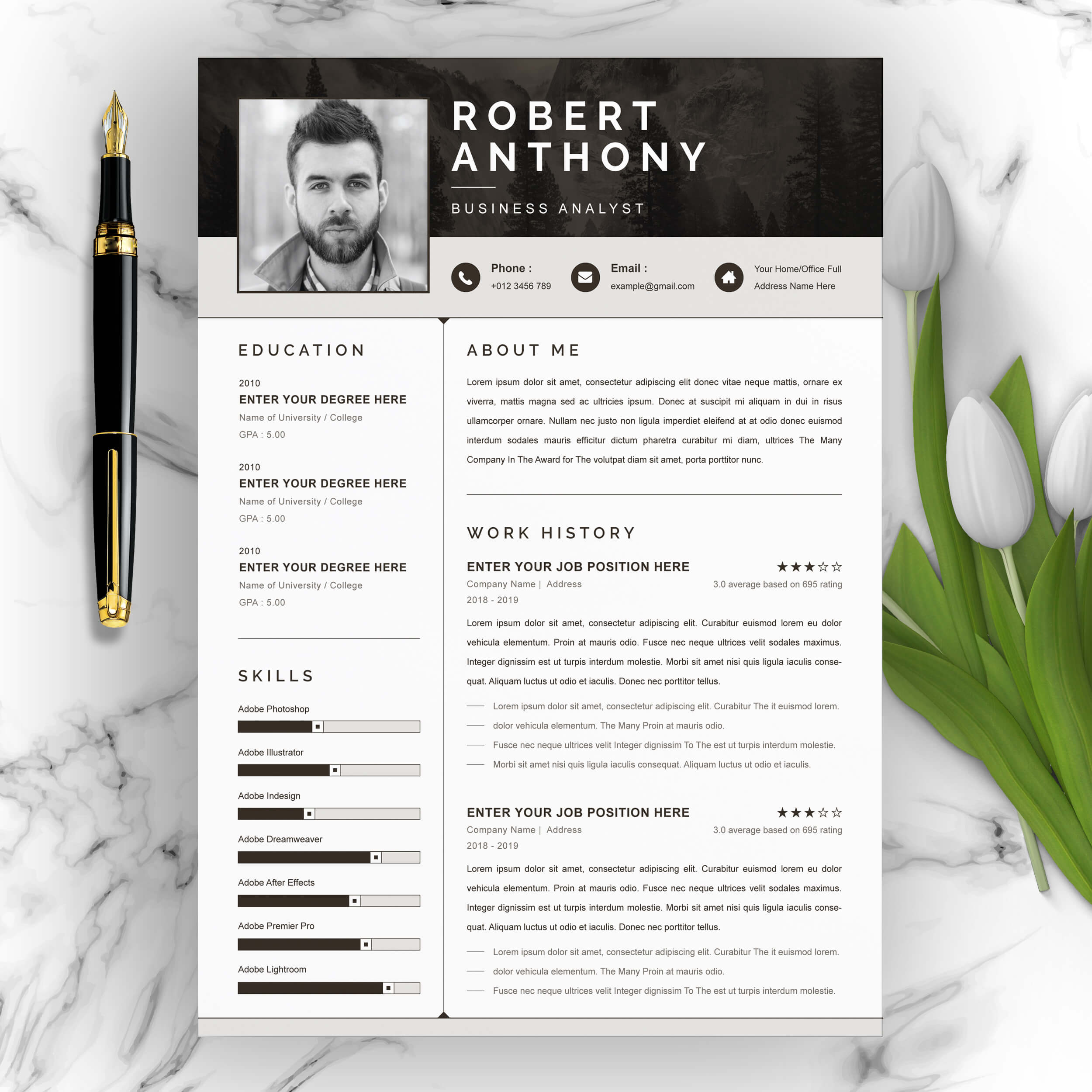 Business Analyst Resume Template | Resume Template in Word PSD Format cover image.