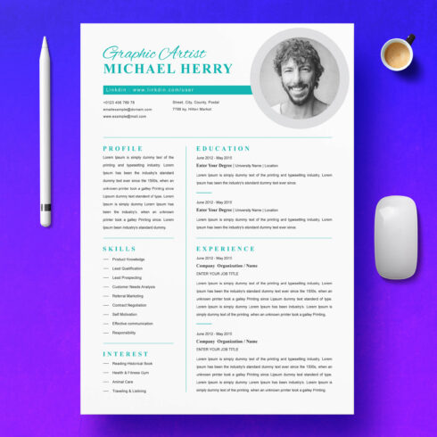 Best Minimal Resume Template | Modern CV Template Word cover image.
