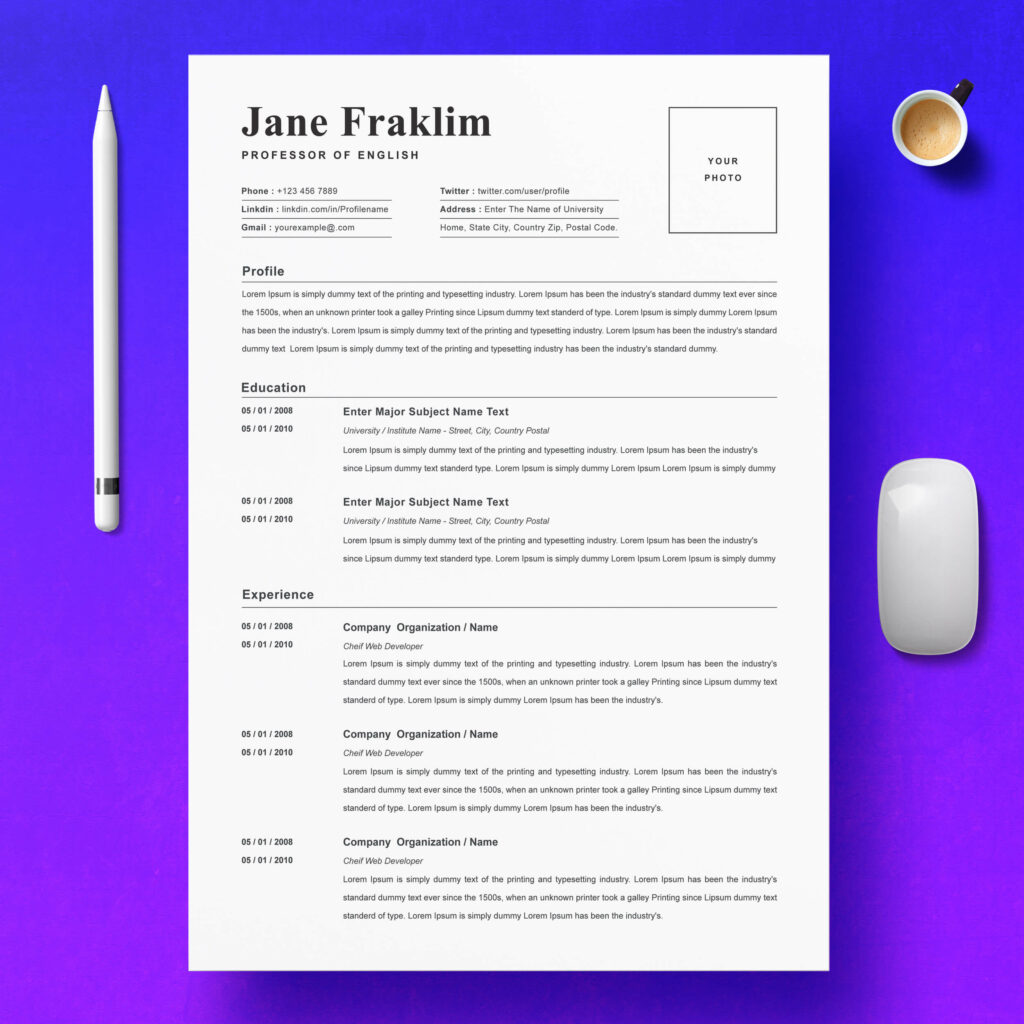 Professor Of English Resume Template | Simple Resume Template ...