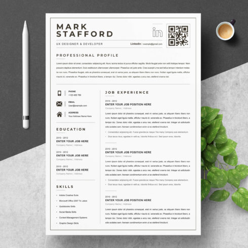 UX Designer & Developer Resume Template | Clean Resume Template cover image.