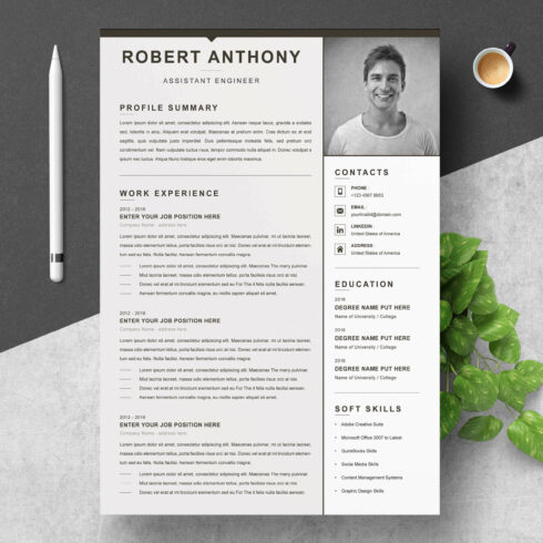 Assistant Engineer Resume & CV Template | Modern PSD Resume Template cover image.