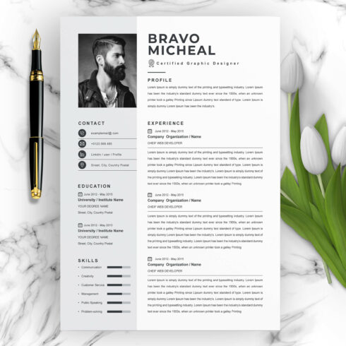 Certificate Graphic Designer Resume Template | Professional CV Template cover image.
