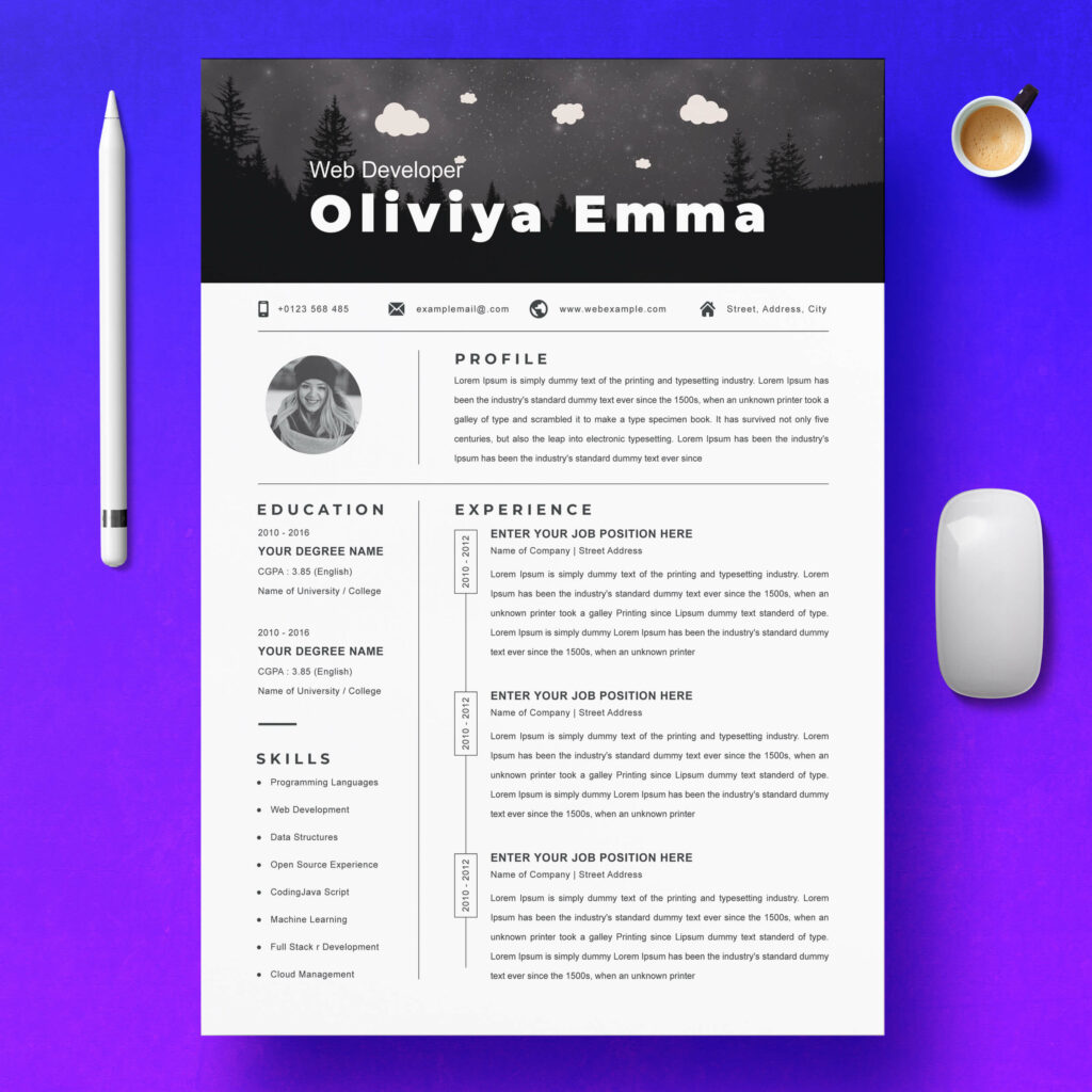Modern Resume Template | CV Template | Web Developer Resume Template ...