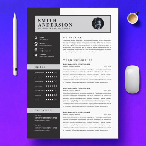 Front - Back End Developer Resume Template | Word Resume Template cover image.