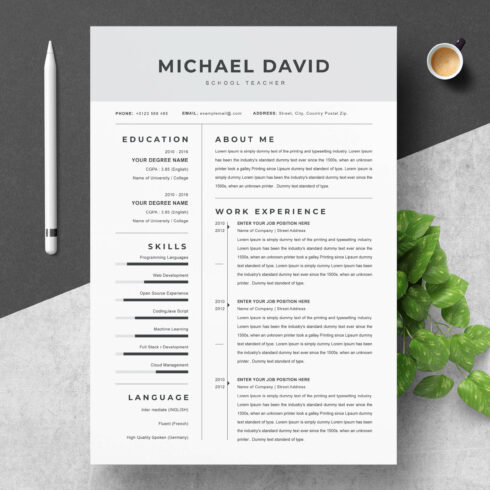 School Teacher Modern Resume & CV Template | Professional Resume Template With Cover Letter cover image.
